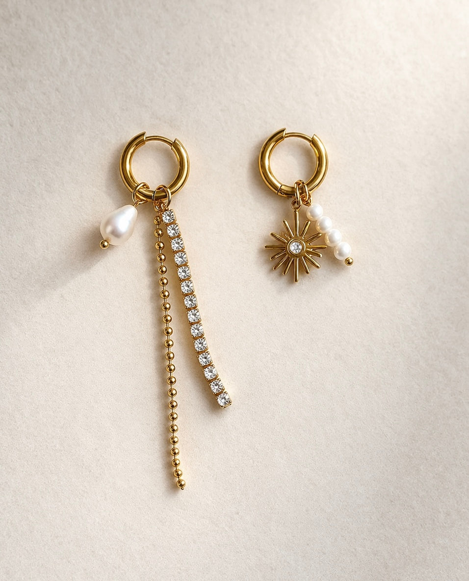 Fascinantes Boucles Asymétriques Soleil & Perles