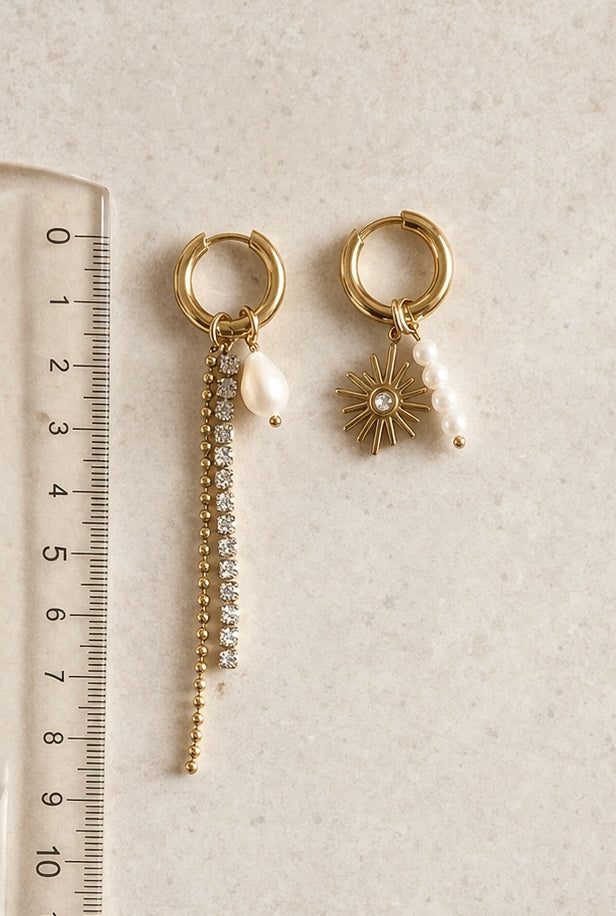 Fascinantes Boucles Asymétriques Soleil & Perles