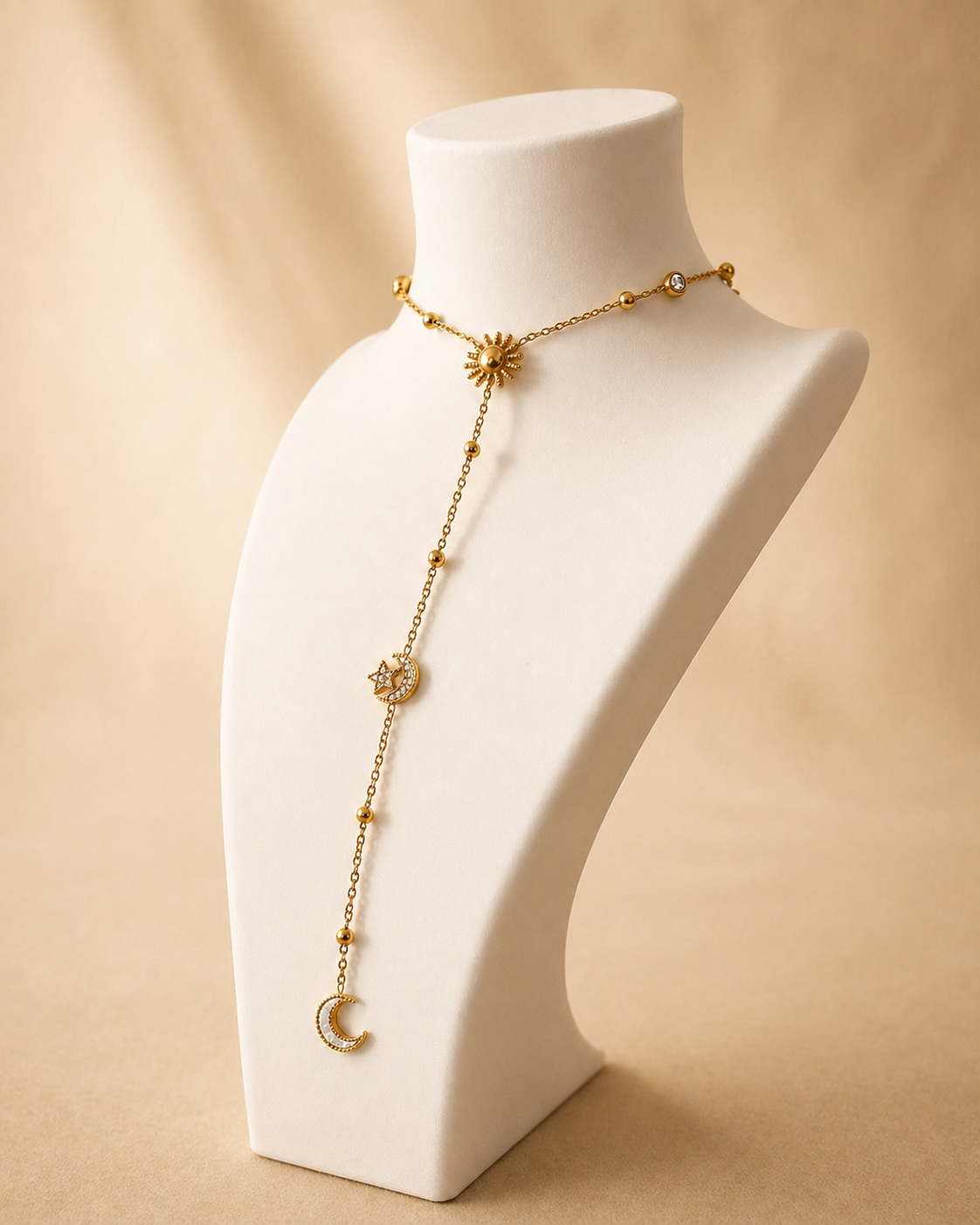 Séduisant Collier Y Cravate Doré