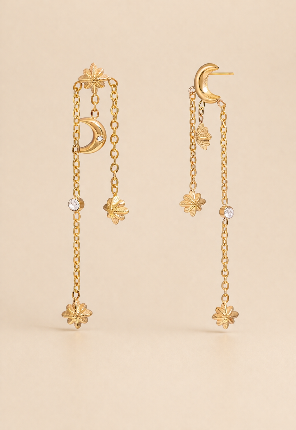 Radieuses Boucles Asymétriques Lune & Étoiles 
