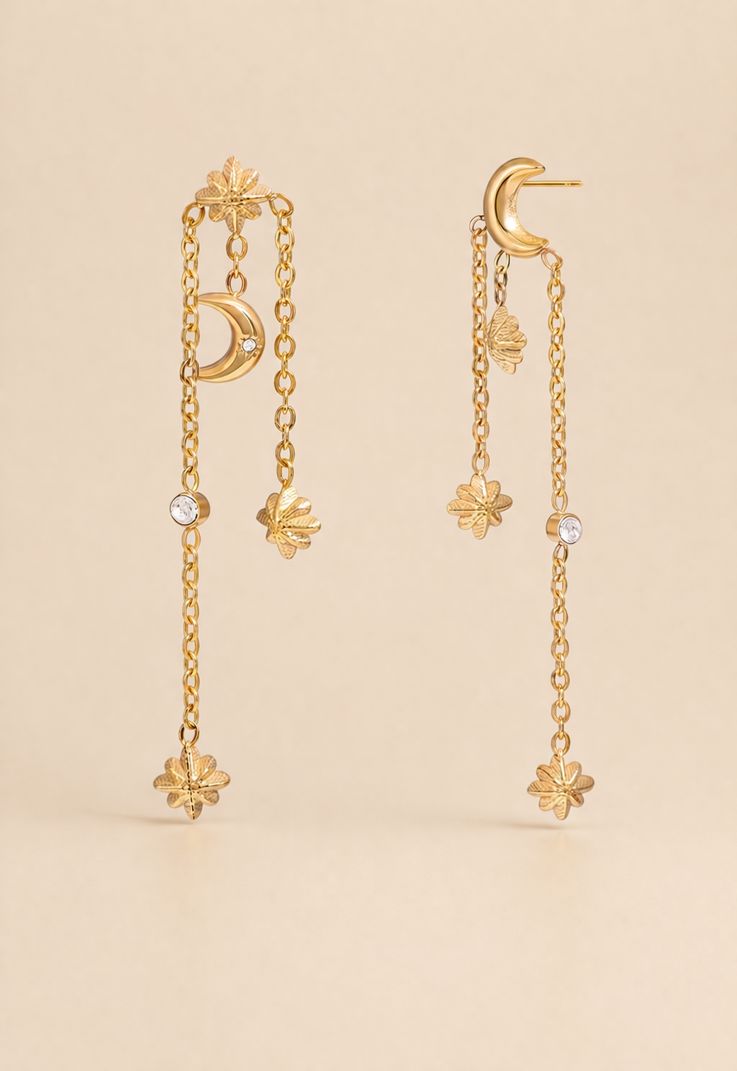 Radieuses Boucles Asymétriques Lune & Étoiles 
