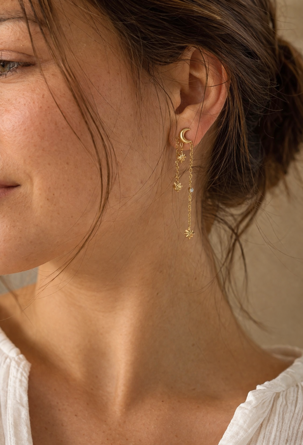 Radieuses Boucles Asymétriques Lune & Étoiles 